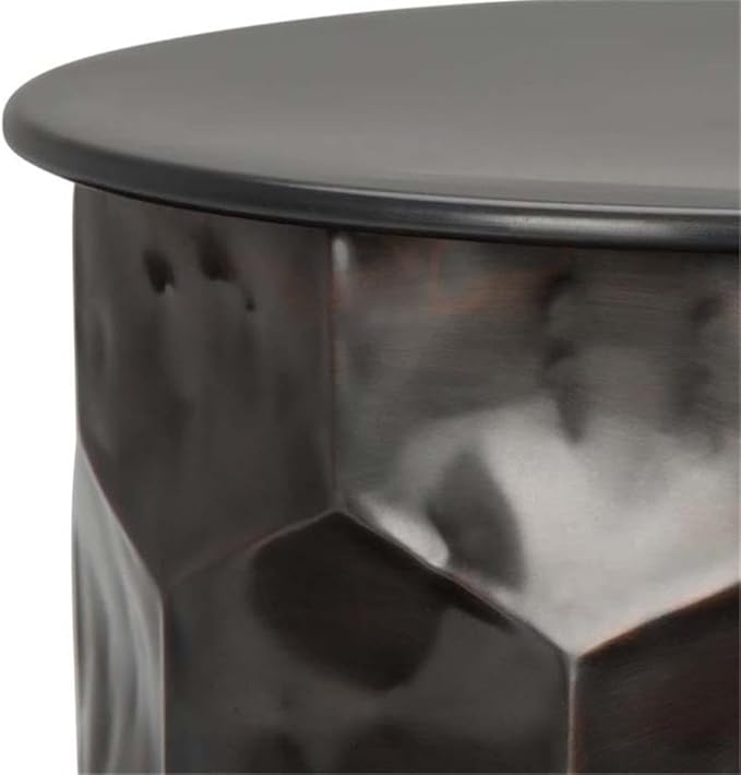 SIMPLIHOME Whitney Industrial 17 inch Wide Metal Storage Accent Side Table in Antique Bronze, Fully Assembled for the Living Room and Bedroom