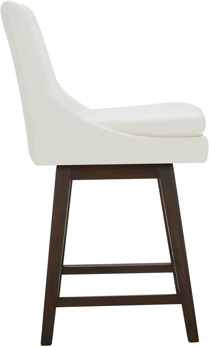 CHITA Counter Height Swivel Bar Stools Set of 4, FSC Certified Upholstered Faux Leather Barstool Chairs with Back, 26.8" H Seat Height, PU Leather in Pure White