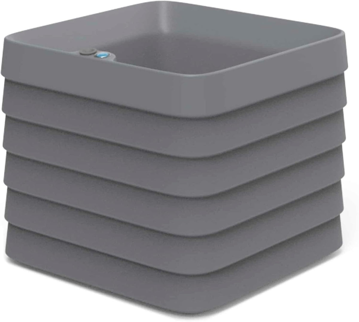 Crescent Garden TruDrop Self Watering Slat Square Box Planter - Indoor Outdoor Planter Box with Built-in Reservoir & Water Level Indicator, All Weather Flower Pot, 22'' (Slate Gray)