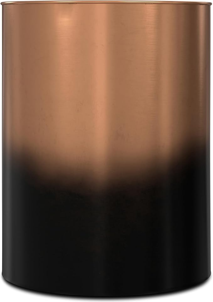 SIMPLIHOME Curtis Industrial 16 Inch Wide Metal Cylinder Accent Table in Ombre Black/Copper, Fully Assembled, for The Living Room and Bedroom