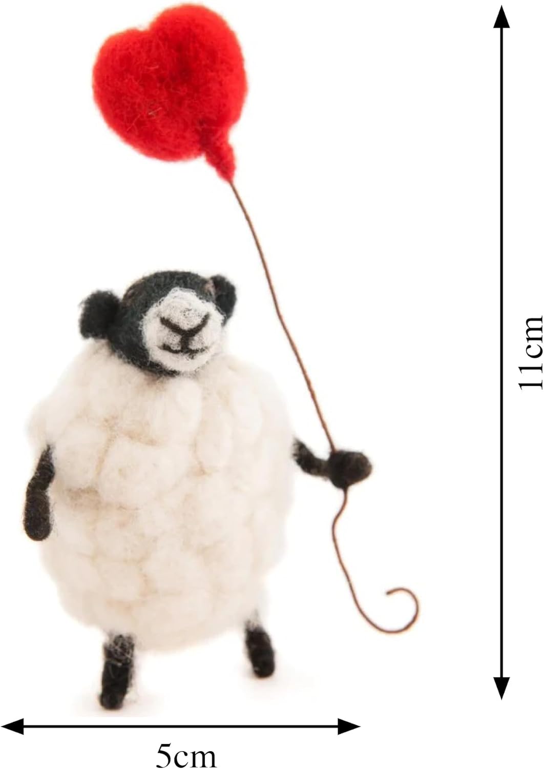| Hand-Felted Sheply Sheep with Heart Balloon | Organic Wool Home Decor | Fair Trade Plush Animal Ornament | Gift for Any Occasion | Perfect for New Spaces & Home Accessories