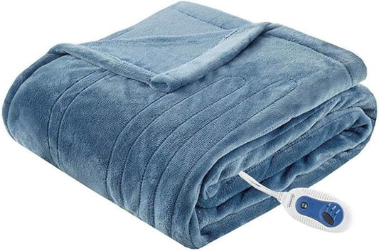 Beautyrest Heated Electric Blanket for Cold Weather, Fast Heating Heated Blanket, Auto Shut Off, Virtually Zero EMF, Multi Heat Setting, UL Certified, Sapphire Throw (60 inx70 in)