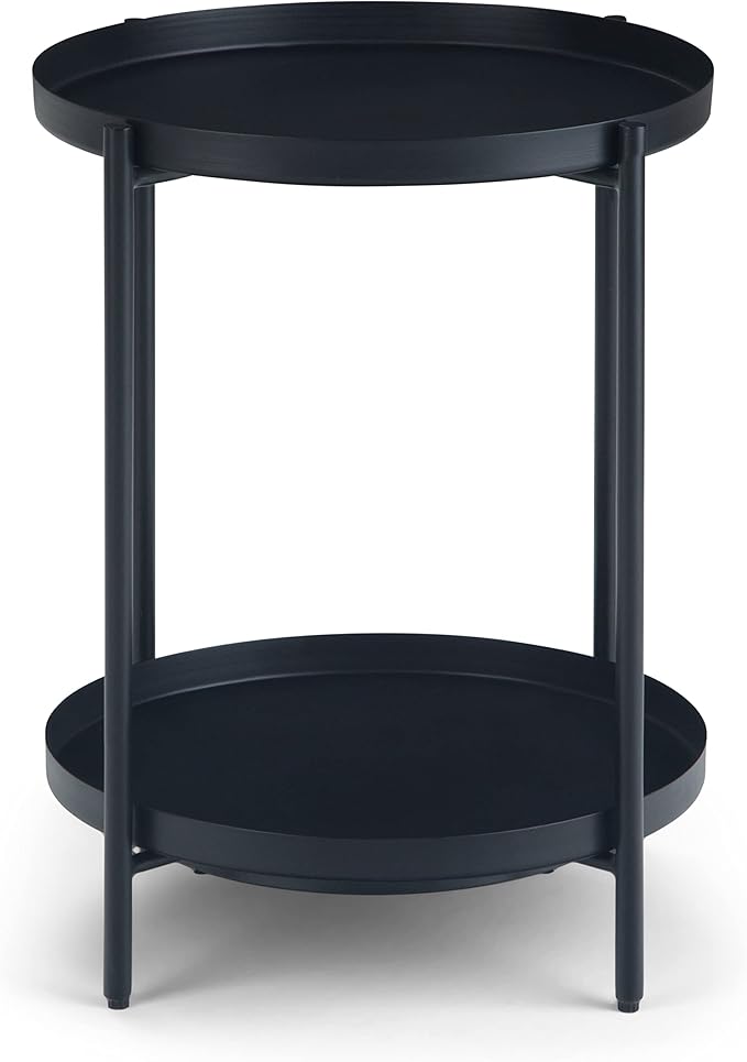 SIMPLIHOME Monet Industrial 17 inch Wide Metal End Table in Black for the Living Room and Bedroom