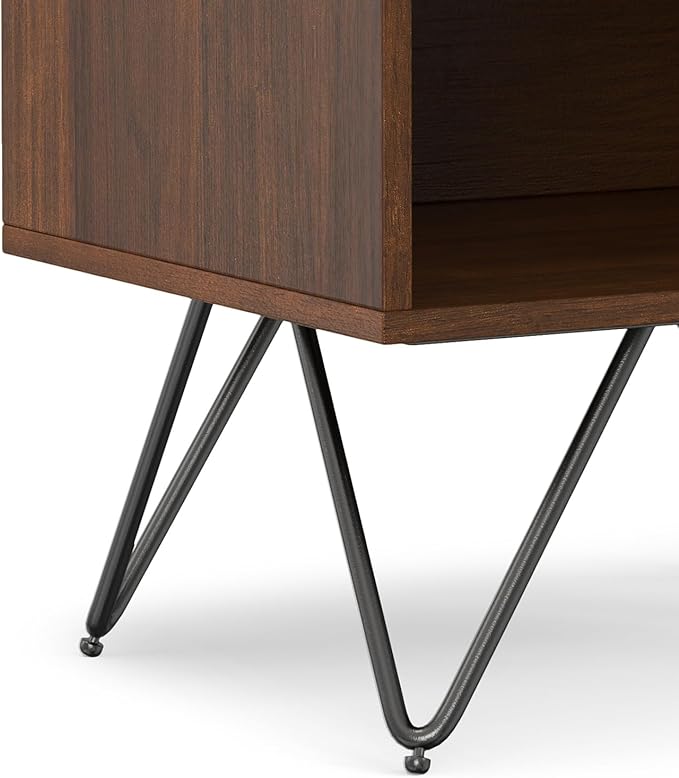 SIMPLIHOME Hunter 20 inch Wide Industrial Modern Nightstand in Walnut for the Living Room and Bedroom