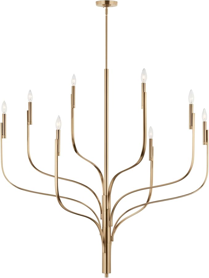 KICHLER Livadia 8-Light Chandelier, Soft Modern-Light in Champagne Bronze, for Foyer, Great Room, or Vaulted Dining or Bedroom (47.75" x 47.75"), 52675CPZ