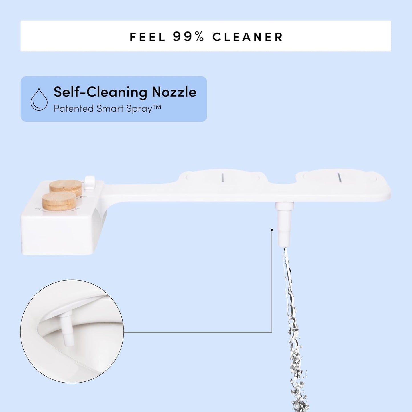 TUSHY Spa Warm Water Bidet Attachment for Toilet. Universal Fit, Easy Install (Requires Sink Access for Optional Temperature Control) Self Cleaning, Adjustable Pressure, Angle Control, Platinum Knob
