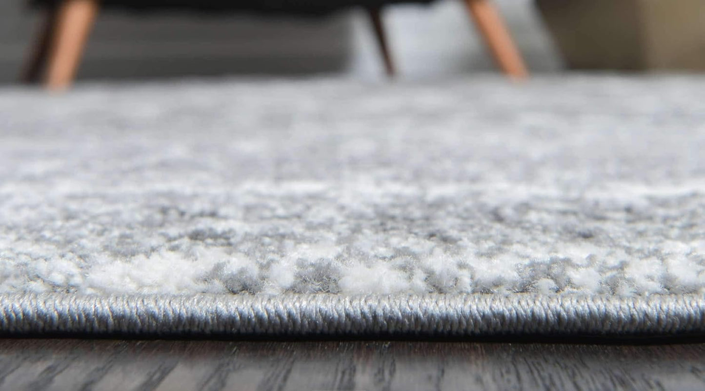 Unique Loom Rosso Collection Vintage, Traditional, Bohemian, Geometric, Distressed, Southwestern Area Rug, 3' 3" x 3' 3", Gray/Ivory