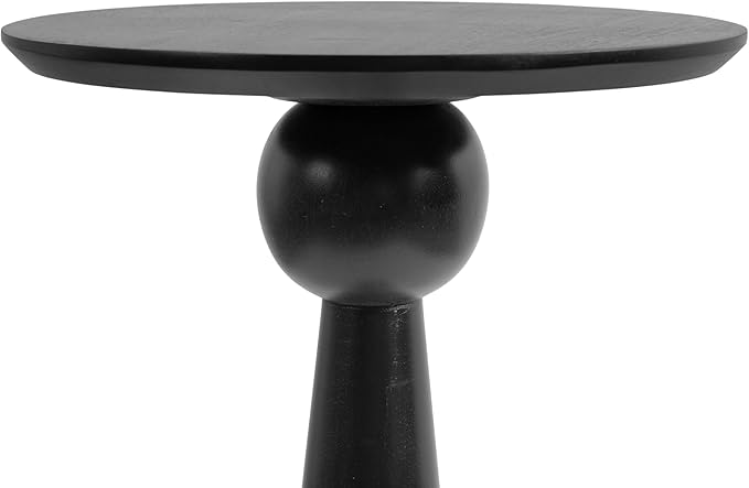 Kate and Laurel Jakob Modern Wooden Round Side Table, 12 x 24, Black, Circle Pedestal Table for Use as Bedroom Nightstand, Indoor Plant Stand, or Decorative Living Room Table