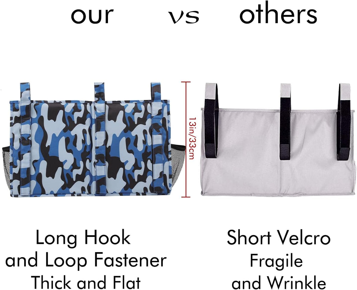 Surblue Bedside Caddy Hanging Organizer Storage Bag Pocket for Bunk, Hospital, College Dorm Rooms, Baby Bed Rails, Camp - 8 Pockets, Large, Ocean