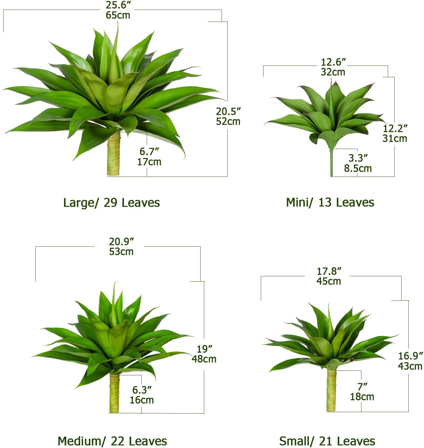 Artificial Agave Plants,Large UV Resistant Fake Agave Planters for Indoor and Outdoor Decorating Artificial Plants for Outdoors Fake Plants (2Pack, 18"