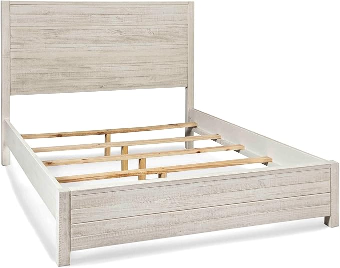 Grain Wood Furniture Montauk Solid Wood Bed, King Size, Rustic Off-White
