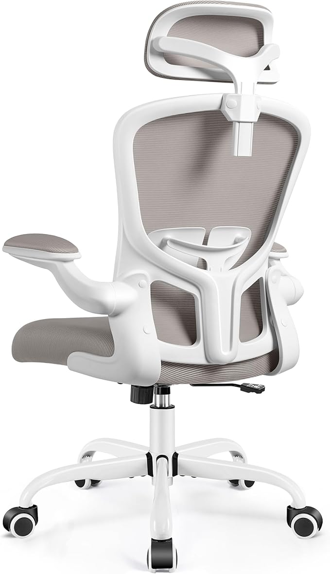 FelixKing Ergonomic Office Chair, Headrest Desk Chair with Adjustable Lumbar Support, Home Office Swivel Task Chair with High Back and Armrest, Adjustable Height Gaming Chair (Gray)