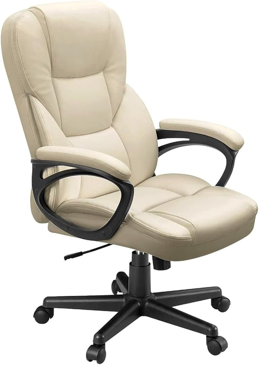 Furmax Office Executive Chair High Back Adjustable Managerial Home Desk Chair,Swivel Computer PU Leather Chair with Lumbar Support (Khaki)