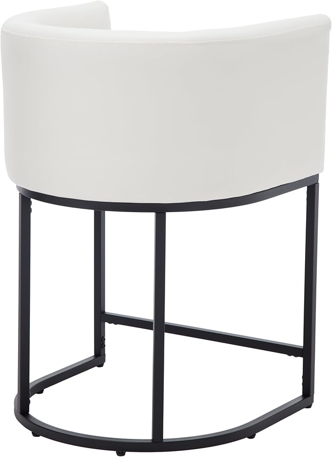 Bar Stools Set of 2, 24" Upholstered Counter Height Bar Stools, Modern Counter Stools with Metal Base for Kitchen Island Dining Room Bar, White