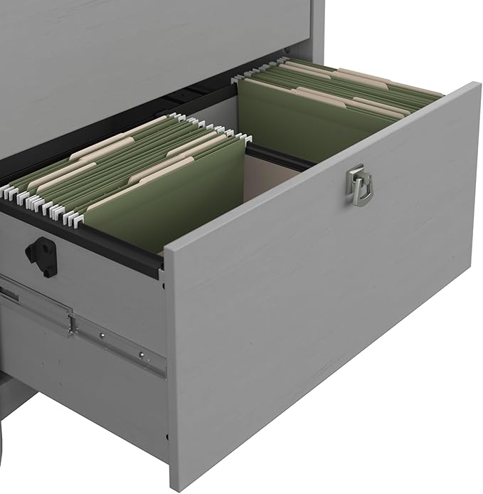 Bush Furniture Salinas 2 Drawer Lateral File Cabinet in Cape Cod Gray, Home Office Storage Solution, Organizer with Drawers for Workspace, Filing Unit