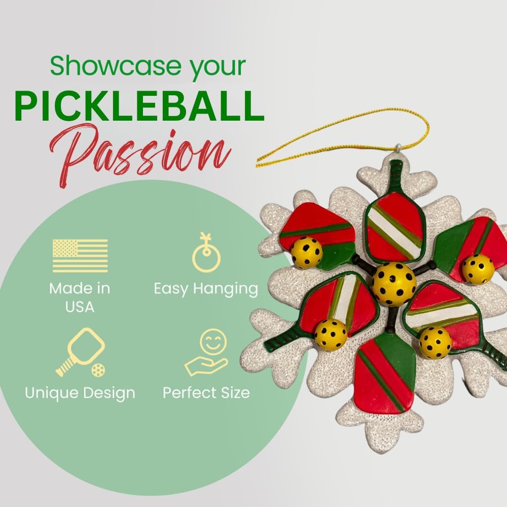 Sportybella Pickleball Christmas Ornament - Family-Owned Business, Christmas Tree Decorations for Sports Enthusiasts