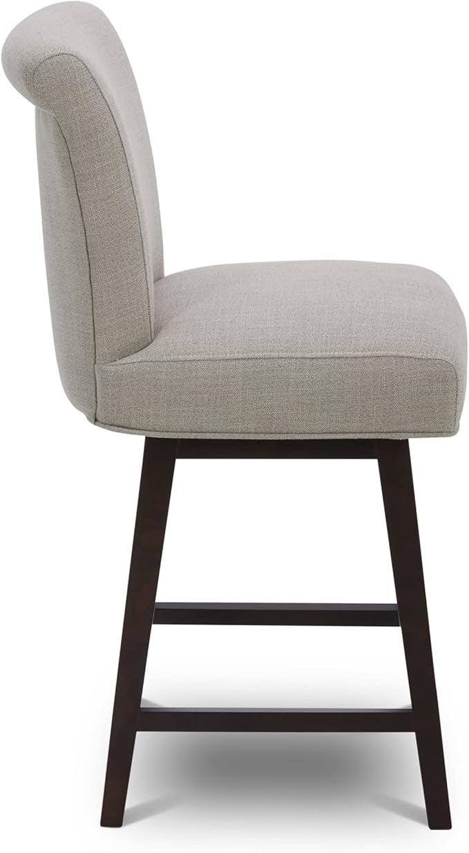 CHITA 26 Inch Counter Height Swivel Bar Stools Set of 3, FSC Certified Modern Fabric Swivel Barstool Chair with Back, Flax Beige