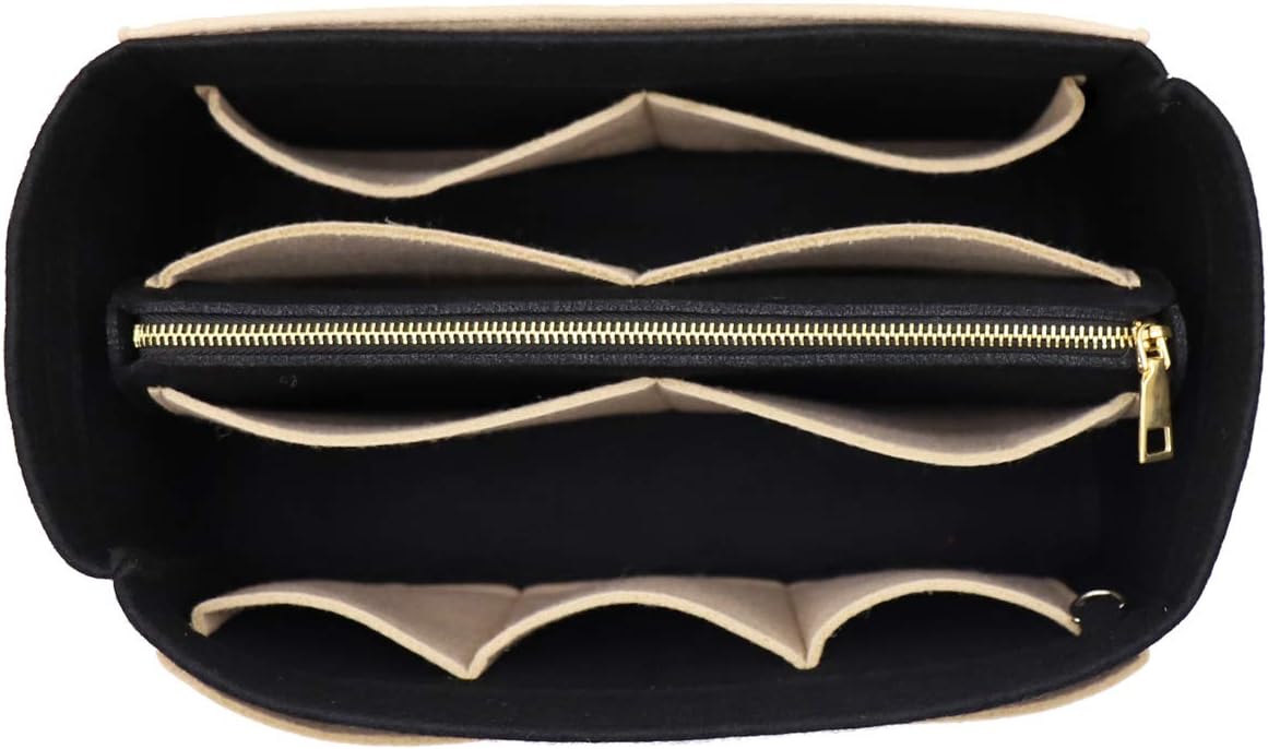 LEXSION Felt Purse Bag Organizer Insert with zipper Bag Tote Shaper Fit Speedy Neverful PM MM