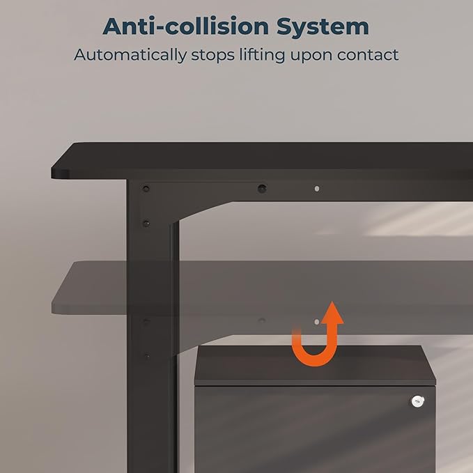 4 Legs Standing Desk, Large 63x28 Inches Electric Adjustable Height Desks with Splice Board, Stand Up DesksHome Office Computer Workstation, Black