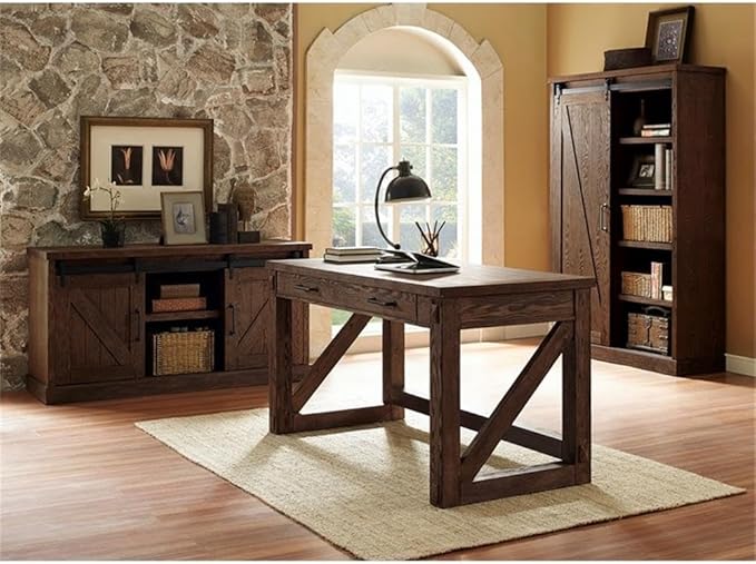 Martin Furniture Avondale Rustic Writing Desk Writing Table Wood Office Desk Brown (IMAE384)