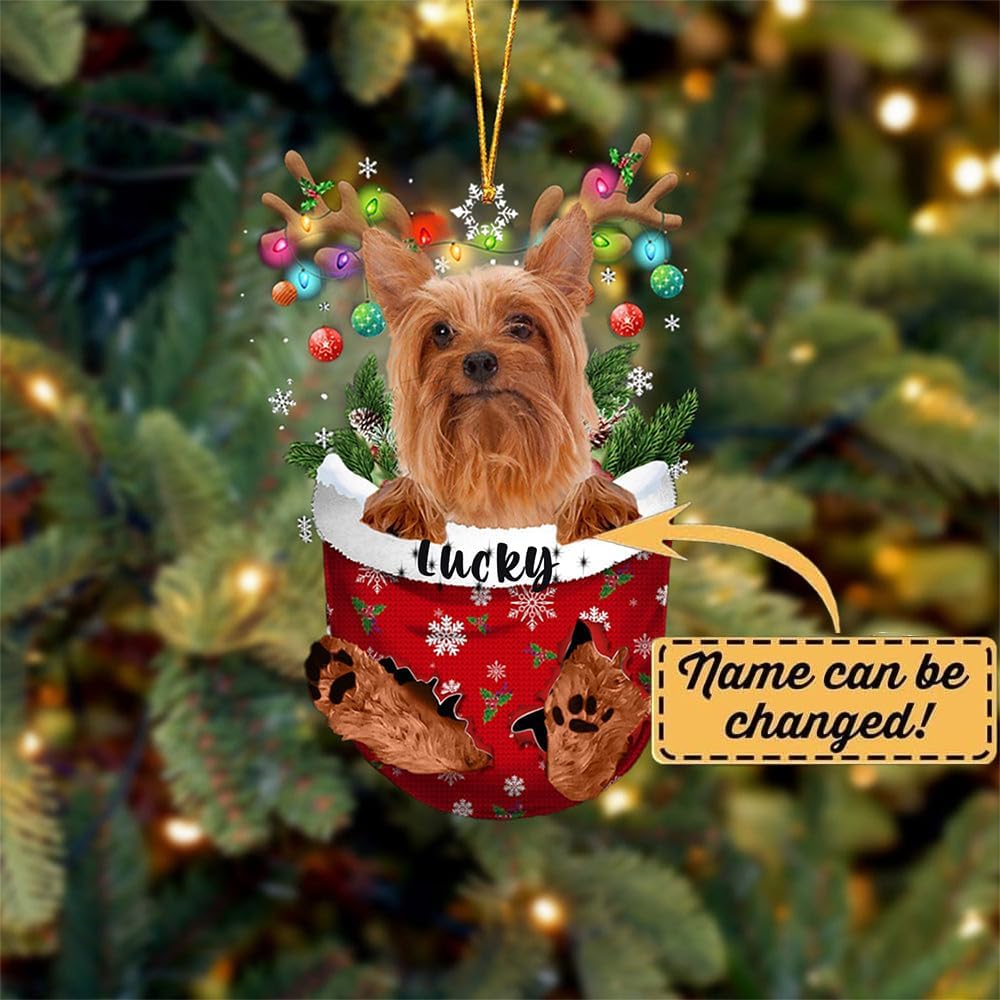 Silky Terrier Christmas Ornament - Pocket Dog Lovers Gift Idea, Xmas Tree Decor