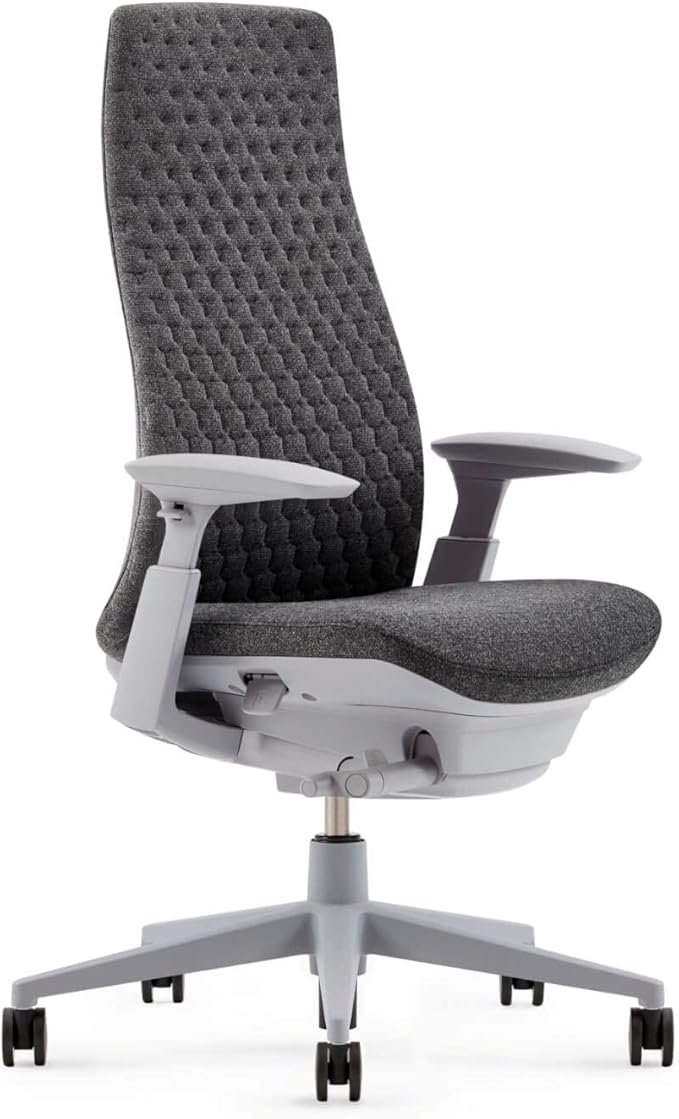 Haworth Fern Ergonomic Office Chair – Stylish and Innovative Desk Chair with Digital Knit Finish - Without Lumbar Support (Heathered Grey)