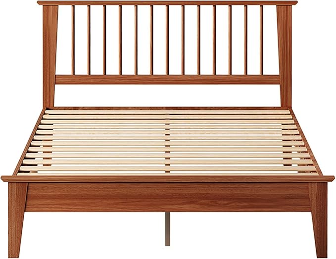 MUSEHOMEINC Solid Wood King Size Bed Frame with Headboard, Mid Century Modern Style,Wooden Slat Support, No Box Spring Needed, Large Under Bed Storage, Easy Assembly (King)