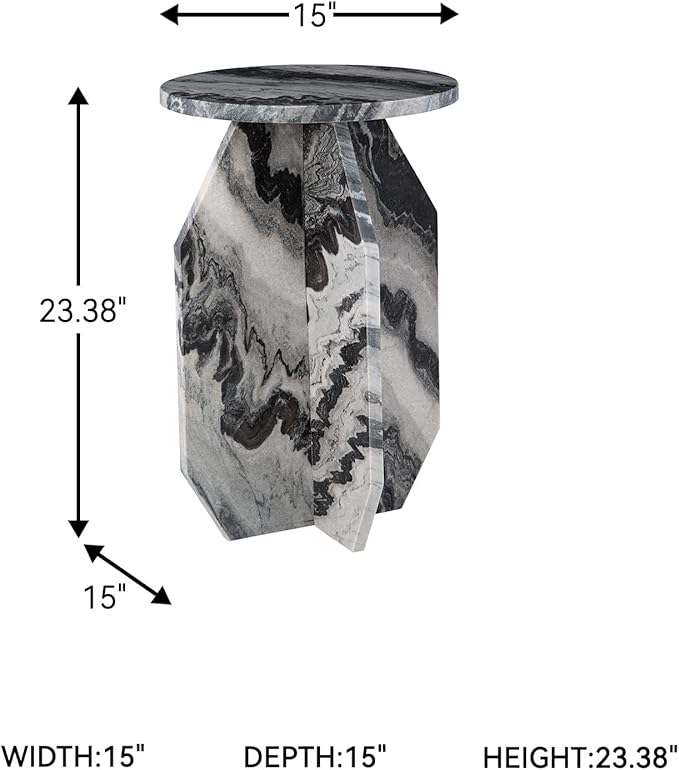 Signature Design by Ashley Wrenlane Contemporary Marble Accent Table, Black & White