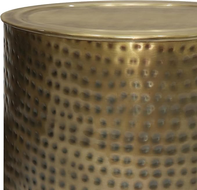 SIMPLIHOME Corbin Side Table – 16 inch Wide Metal Round Accent Table in Hammered Antique Gold, Industrial Style End Table for Living Room, Bedroom, or Office with Sturdy Base, Assembled