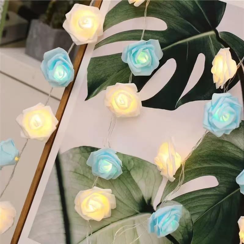 Everlasting Splashes LED Rose Flower Fairy String Lights Battery Operated Warm Flashing Light for Romantic Proposal Wedding Party Birthday Christmas Thanksgiving DIY Indoor Outdoor Decorations (Pink)
