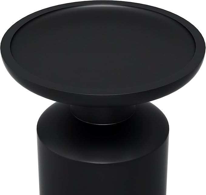 SIMPLIHOME Haynes End Table - 16 inch Wide Solid Mango Wood Round Accent Table with Sculptural Pedestal Base in Black, Boho Nightstand or Lamp Stand for Living Room or Bedroom, Assembled