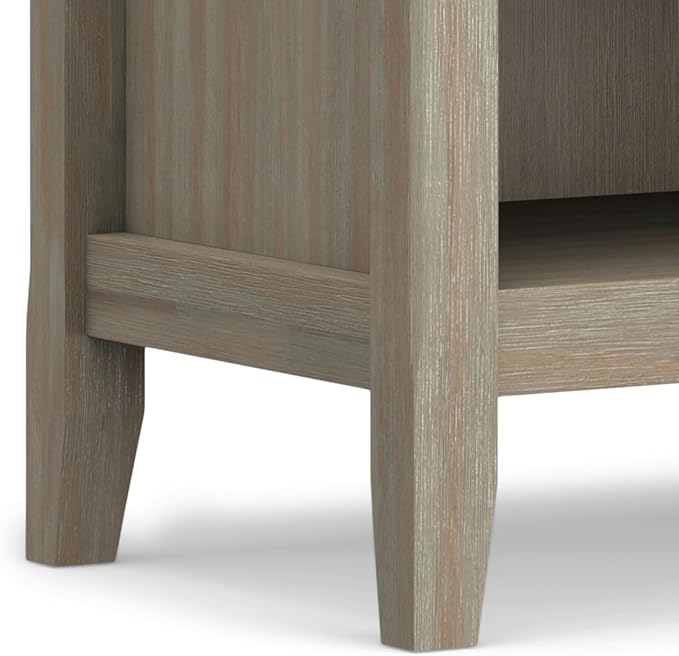 SIMPLIHOME Amherst SOLID WOOD 24 Inch Wide Traditional Bedside Nightstand Table in Distressed Grey, For the Living Room and Bedroom