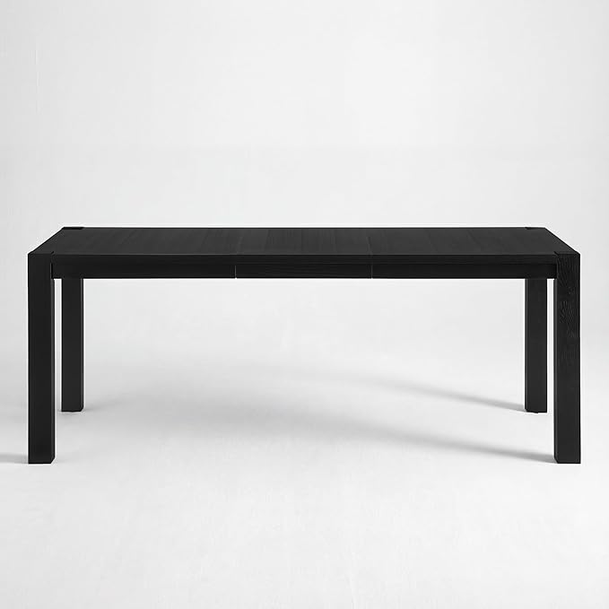 60"-80" Extendable Dining Table, Modern Rectangular Wood Kitchen Table, Farmhouse Expandable Dinner Table, Traditional Large Extension Meeting Desk for Dining Room, Living Room, Black