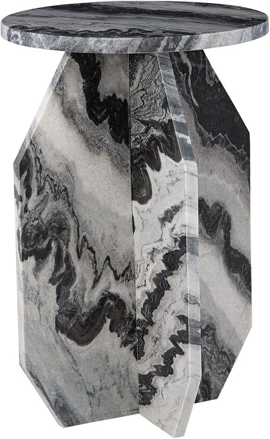 Signature Design by Ashley Wrenlane Contemporary Marble Accent Table, Black & White