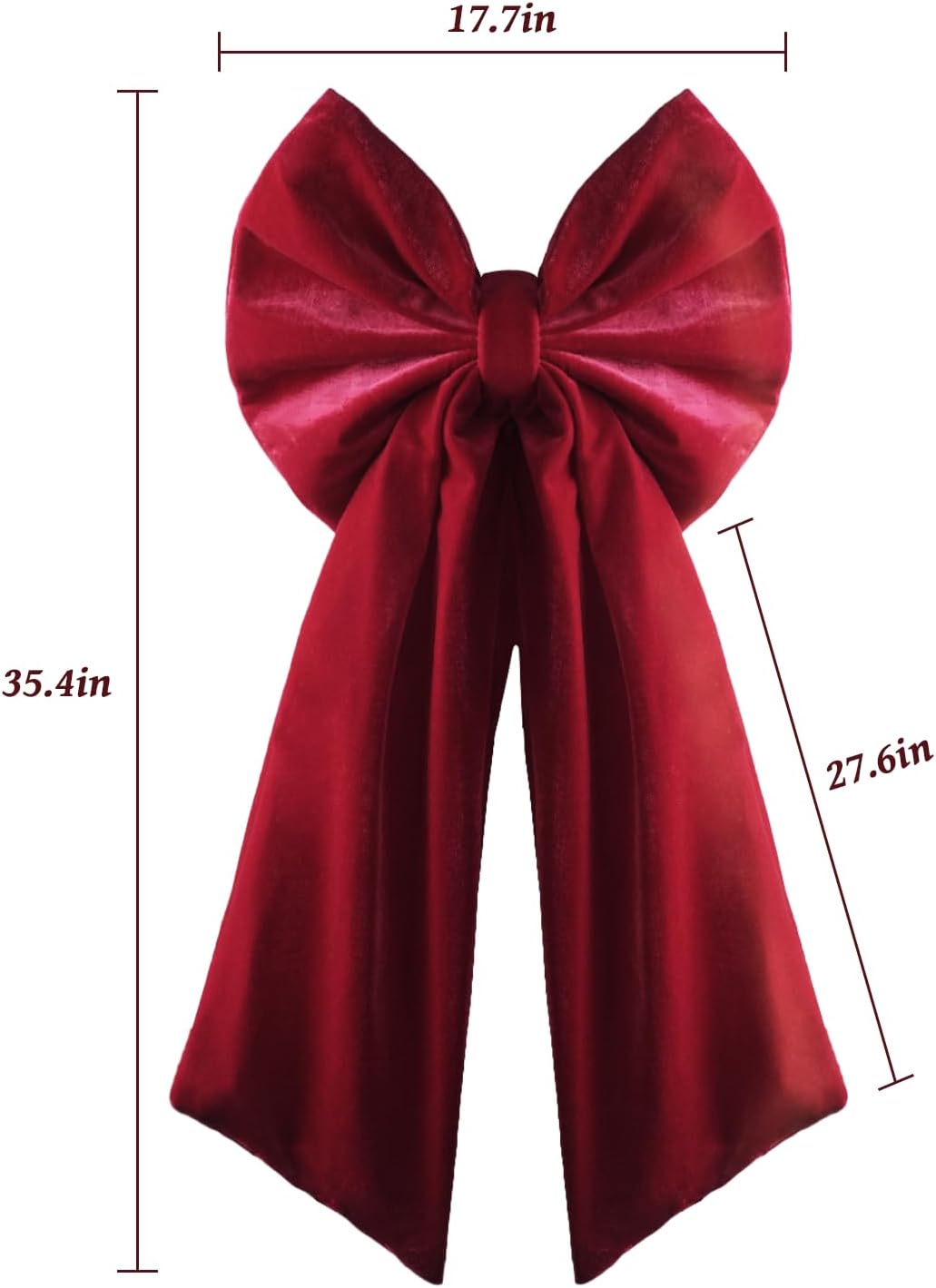 Christmas Decorations - Christmas Bows - 2 Pack 36x18 Inches Large Red Velvet Christmas Tree Topper - Burgundy Ribbon Gift Bows - Xmas Decor for Indoor Outdoor Home Wreaths Mantle Front Door Wedding