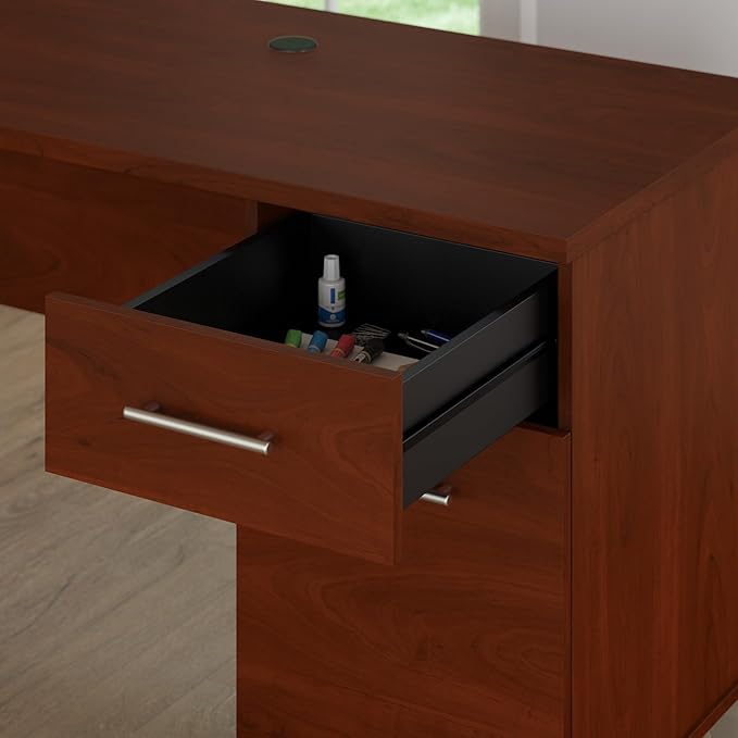 Bush Furniture 60-inch Home Office Desk with Drawers, Large Computer Table with Storage, Transitional Style, Somerset Collection, Hansen Cherry
