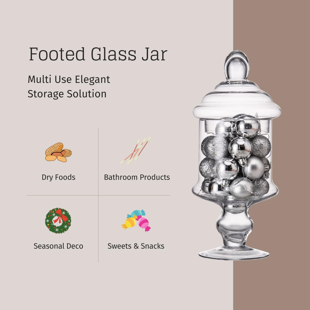 Diamond Star Clear Glass Apothecary Jar Decorative Candy Buffet Jars Elegant Glass Storage Containers (Height: 12" Body: 6")