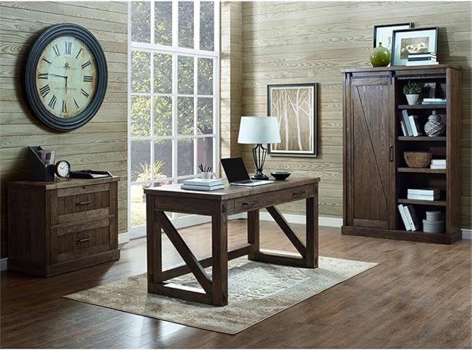 Martin Furniture Avondale Rustic Writing Desk Writing Table Wood Office Desk Brown (IMAE384)