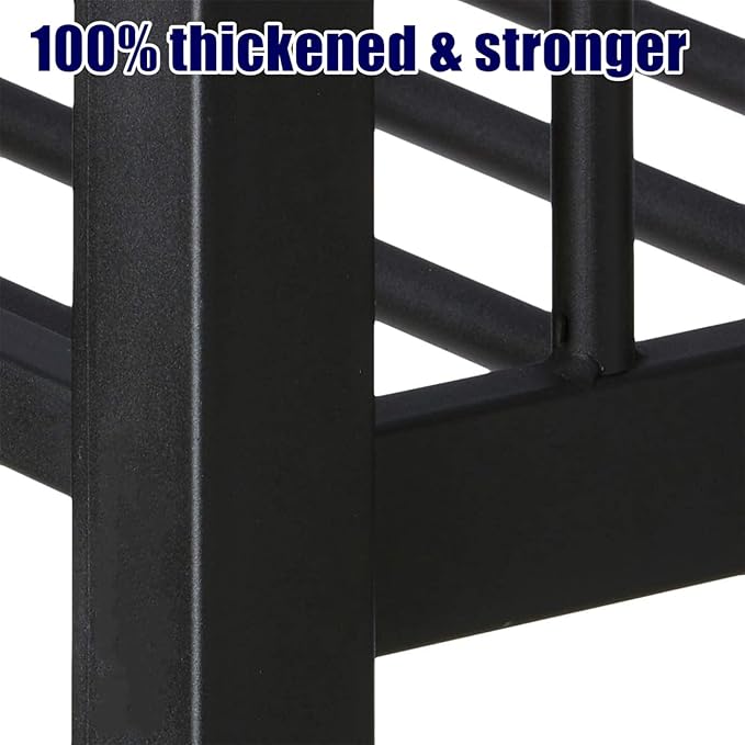 Latest Upgrade & Stronger Steel Twin XL Over Queen Bunk Bed, Heavy Duty Thickened More Rust-Proof Metal Bunk Queen Bed with Enhanced Legs & Slats (Easier Assembly)