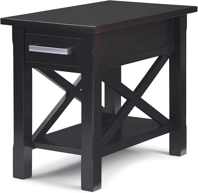 SIMPLIHOME Kitchener SOLID WOOD 14 inch Wide Rectangle Contemporary Narrow Side Table in Hickory Brown for the Living Room and Bedroom