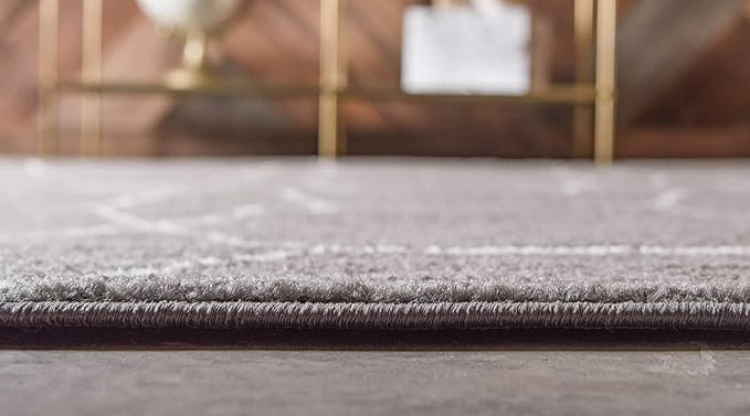 Unique Loom Trellis Frieze Collection Area Rug - Geometric (8' Round, Dark Gray/ Ivory)