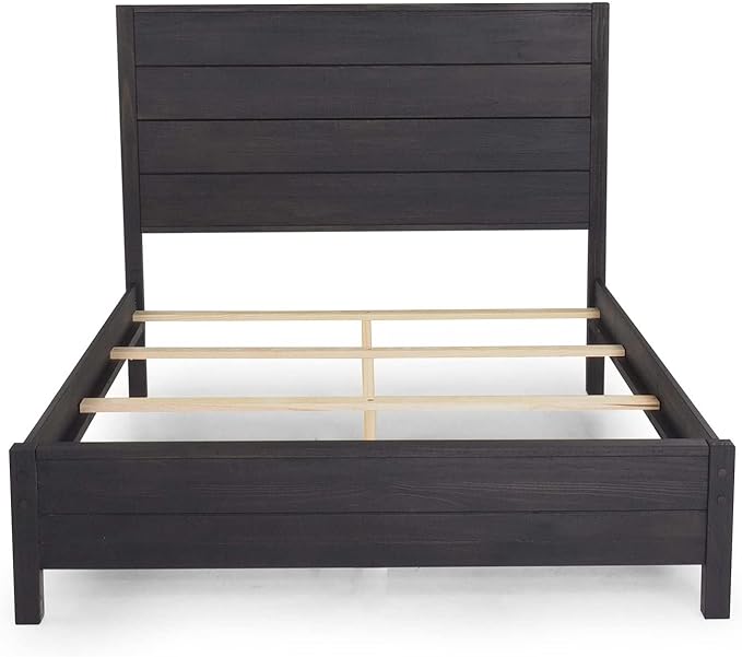 Grain Wood Furniture Montauk Solid Wood Bed, Queen Size, Farmhouse Black