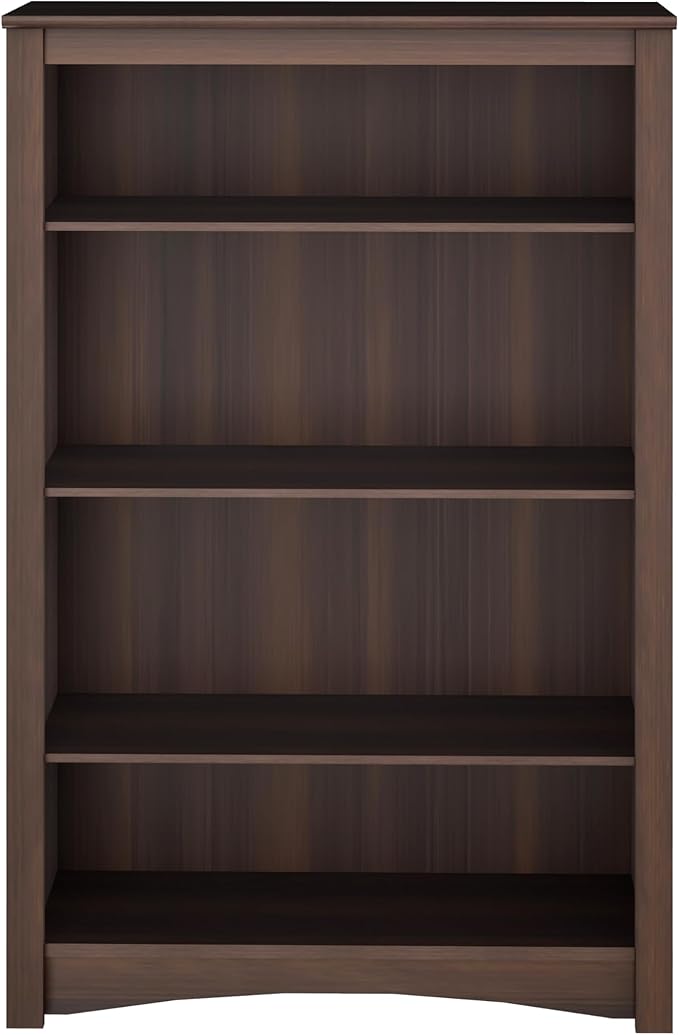 Prepac Sonoma 4-Tier Bookcase 48"H with 3 Adjustable Shelves, Espresso Storage Cabinet, Modern Display Cabinet, Bookshelf with Storage Shelves for Home Office, Living Room, Bedroom Organizer
