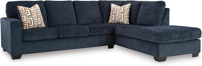 Signature Design by Ashley Aviemore Casual L-Shaped 2-Piece Sectional with Chaise for Living Room, Blue