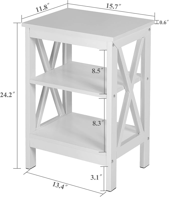VECELO Nightstands, Industrial Side Table/End Tables with Drawer and Storage Shelf, Night Stands for Bedroom, Living Room, Wood Metal Furniture, Easy Assembly,White,2 Sets