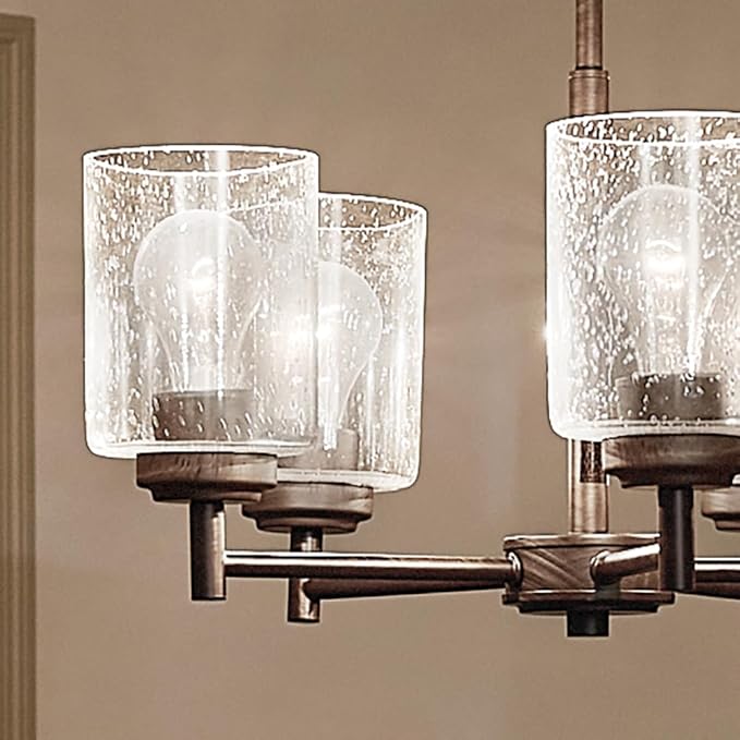 Kichler Winslow 19.75" Chandelier in Olde Bronze®, 5-Light Chandelier for Dining Room, Living Room, or Bedroom, Clear Seeded Glass, (19.75" W x 16" H), 44030OZ