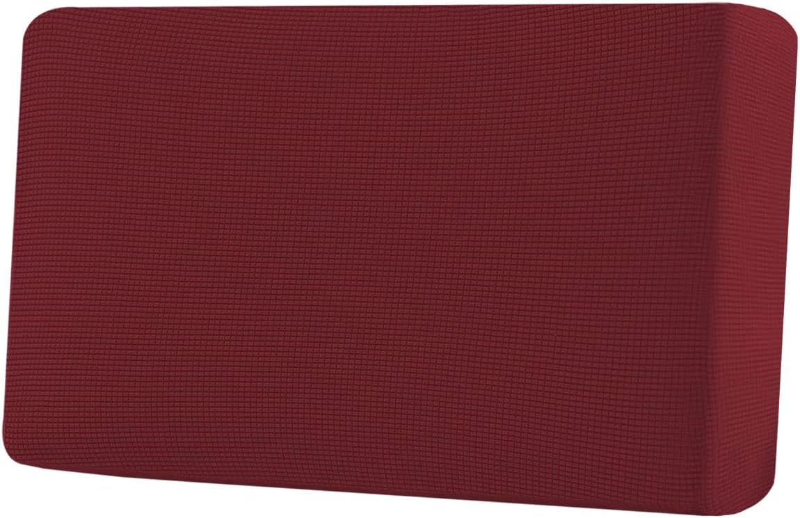 H.VERSAILTEX Super Stretch Individual Seat Cushion Covers Sofa Covers Couch Cushion Covers Slipcover Sets Thick Jacquard Textured Twill Fabric (1 Piece Loveseat Cushion Cover, Burgundy Red)