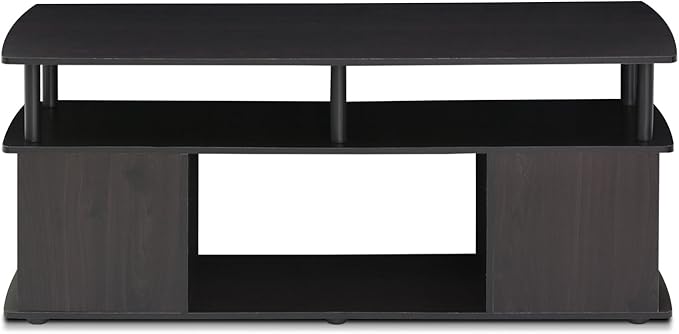 Furinno Jaya Coffee Table, Rectangle Modern Coffee Table with Open Shelf, Side Table with Side Storage, for Living Room, Bedroom, Home Office, Black