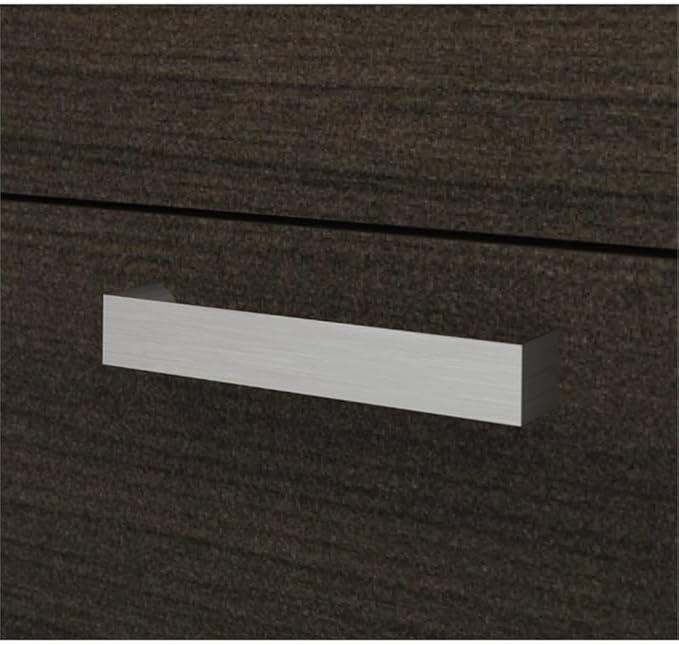 Pemberly Row U Shaped Modern Executive Computer Desk with Pedestal and Hutch in Brown Chocolate