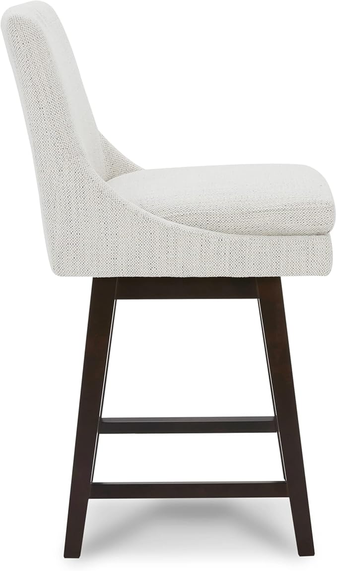 CHITA Counter Height Swivel Bar Stools Set of 4, FSC Certified Upholstered Fabric Barstool Chairs with Back, 26.8" H Seat Height, Fabric in Ivory